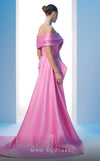 MNM Couture N0607 cap sleeve satin gown with draped detailing. | Couture Shop LA