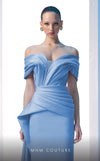 MNM Couture N0607 cap sleeve satin gown with draped detailing. | Couture Shop LA