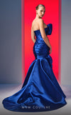 MNM Couture N0611 strapless satin mermaid gown with draped bust and hip accents. | Couture Shop LA