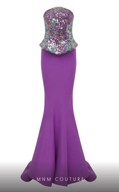 MNM Couture N0616 embroidered mermaid gown with corset. | Couture Shop LA
