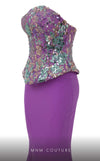 MNM Couture N0616 embroidered mermaid gown with corset. | Couture Shop LA