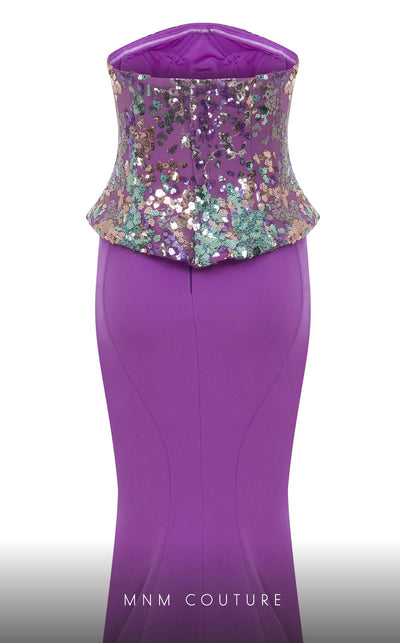 MNM Couture N0616 embroidered mermaid gown with corset. | Couture Shop LA