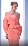 MNM Couture N0618 one-sided off-shoulder gown with draped detailing. | Couture Shop LA