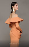 Orange draped crepe haute couture mermaid dress MNM Couture N0623