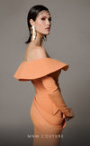 Orange draped crepe haute couture mermaid dress MNM Couture N0623