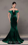 MNM Couture N0630A green and pink velvet gown with mermaid silhouette and dramatic train. | Couture Shop LA