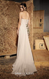 MNM Couture Style N0645 off-white rayon crepe sleeveless gown with mesh embroidery & classic column fit. | Couture Shop LA