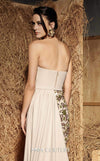 MNM Couture Style N0645 off-white rayon crepe sleeveless gown with mesh embroidery & classic column fit. | Couture Shop LA