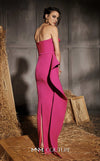 MNM Couture Style N0647 fuchsia rayon crepe column dress with asymmetric sweetheart neckline & long sleek lines. | Couture Shop LA