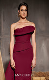 MNM Couture Style N0647 fuchsia rayon crepe column dress with asymmetric sweetheart neckline & long sleek lines. | Couture Shop LA