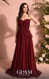 MNM Couture Style O07815 crepe corset chiffon gown with floral embellishments and rhinestones | Couture Shop LA