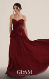MNM Couture Style O07815 crepe corset chiffon gown with floral embellishments and rhinestones | Couture Shop LA