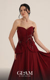 MNM Couture Style O07815 crepe corset chiffon gown with floral embellishments and rhinestones | Couture Shop LA