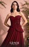 MNM Couture Style O07815 crepe corset chiffon gown with floral embellishments and rhinestones | Couture Shop LA