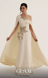 MNM Couture Style O07824 mermaid crepe gown with cape, crystal and rhinestone embellishments | Couture Shop LA