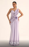 MNM Couture O07836 strapless crepe column gown with sweetheart neckline, beaded floral waist focal point, and high left slit