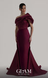 MNM Couture Style O07841 one-shoulder mermaid gown with asymmetric satin short train | Couture Shop LA