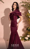 MNM Couture Style O07841 one-shoulder mermaid gown with asymmetric satin short train | Couture Shop LA