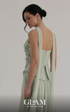 MNM Couture O07856 strapless soft crepe A-line gown with sweetheart neckline, crystals, and laser-cut flowers