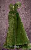 MNM Couture Style Q1405 strapless gown with beadwork, structured peplum, and off-the-shoulder strap. \ Couture Shop LA