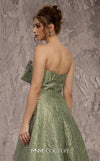 MNM Couture Style Q3355 strapless brocade A-line gown with a beaded bodice and flowing skirt. \ Couture Shop LA