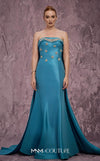 MNM Couture Style Q5574 strapless mermaid gown with rhinestone embellishments and a bow train. \ Couture Shop LA