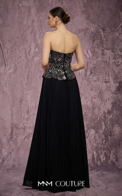 MNM Couture Style Q7778 pleated chiffon gown with a beaded corset and structured skirt. \ Couture Shop LA