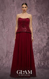 MNM Couture Style Q7788 strapless A-line chiffon gown with a beaded top and pleated skirt. \ Couture Shop LA