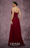 MNM Couture Style Q7788 strapless A-line chiffon gown with a beaded top and pleated skirt. \ Couture Shop LA