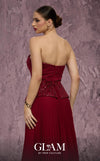 MNM Couture Style Q7788 strapless A-line chiffon gown with a beaded top and pleated skirt. \ Couture Shop LA