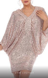 GLAM by MNM Couture R01103 oversized V-neck sequin short dress with bold appeal. | Couture Shop LA