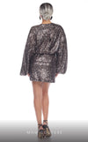 GLAM by MNM Couture R01130 split long sleeve V-neck sequin mini dress with bold elegance. | Couture Shop LA