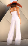 GLAM by MNM Couture R07438 spaghetti strap straight neck jumpsuit with refined bow detail. | Couture Shop LA