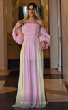 GLAM by MNM Couture R07506 strapless pleated top two-tone maxi dress with versatility. | Couture Shop LA