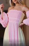 GLAM by MNM Couture R07506 strapless pleated top two-tone maxi dress with versatility. | Couture Shop LA