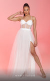 GLAM by MNM Couture R07645 spaghetti strap sweetheart neck tulle gown with high slit. | Couture Shop LA