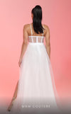 GLAM by MNM Couture R07645 spaghetti strap sweetheart neck tulle gown with high slit. | Couture Shop LA