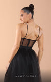 GLAM by MNM Couture R07645 spaghetti strap sweetheart neck tulle gown with high slit. | Couture Shop LA