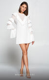 GLAM by MNM Couture R0985 long sleeve round neck oversized mini dress with ruffle bell sleeves. | Couture Shop LA