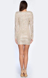 GLAM by MNM Couture R0986 long sleeve V-neck mini sequin dress with captivating sparkle. | Couture Shop LA