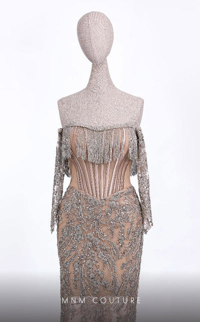 GLAM by MNM Couture S7155 strapless gown with structured design for timeless sophistication | Couture Shop LA