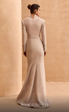 MNM Couture V02030 : Elegant Rayon Crepe V-Neck Gown embellished with rhinestones and crystals.