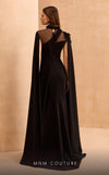 MNM Couture V02037 : Mermaid Rayon Crepe Gown with Embellished Cape Sleeves