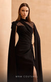 MNM Couture V02037 : Mermaid Rayon Crepe Gown with Embellished Cape Sleeves