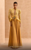 MNM Couture V06941 Chiffon A-line gown with leg of mutton sleeves and rhinestones. | Couture Shop LA