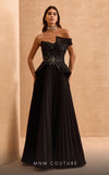 MNM Couture V07282 asymmetric one-shoulder gown with sequins and rhinestones.