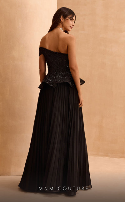 MNM Couture V07282 asymmetric one-shoulder gown with sequins and rhinestones. | Couture Shop LA