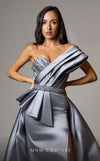 MNM Couture V07353 : Asymmetric Sleeveless Embellished Satin Column Gown