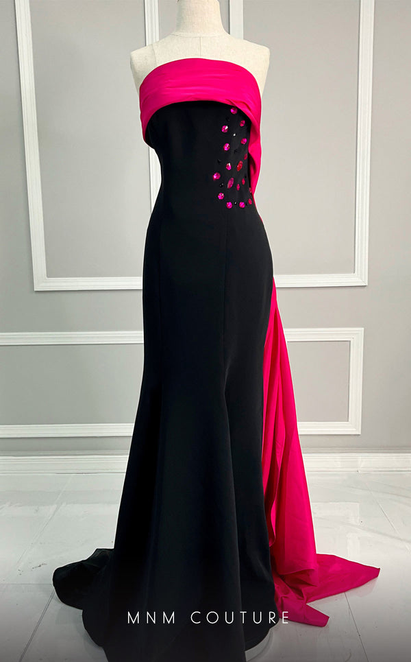 MNM Couture V07378 sleeveless mermaid gown with draped detailing. | Couture Shop LA