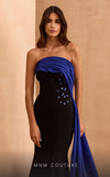 MNM Couture V07378 : Sleeveless Mermaid Embellised Rayon Crepe Gown with Drape